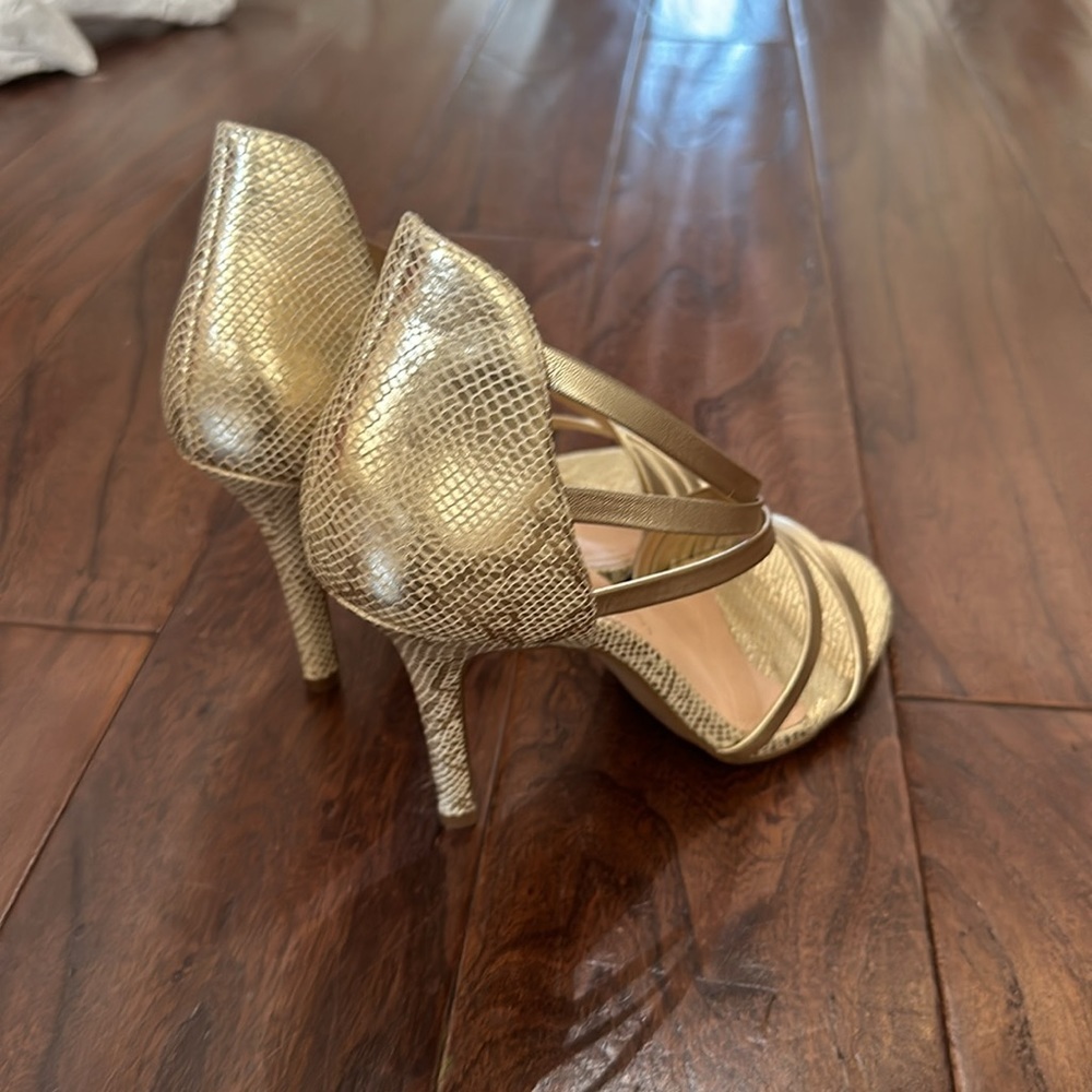Made in Italy 🇮🇹 CAPPELLI ROSSI HEELS GENUINE LEATHER size 6 gold snakeskins - Picture 3 of 9
